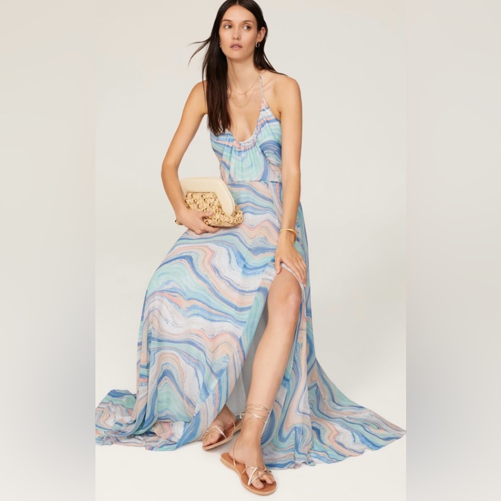 Liv Foster chiffon halter maxi dress.